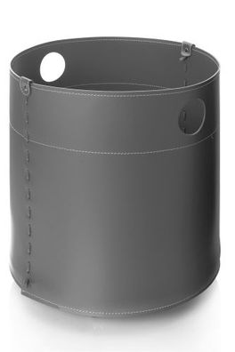 Giro Designer Holzkorb Anthrazit aus regeneriertem Leder mit Rollen