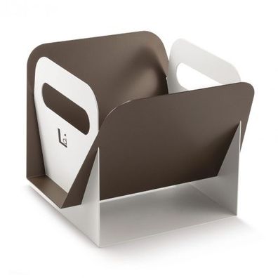 Hoya Designer Holzkorb aus Aluminium Weiß und Bronze