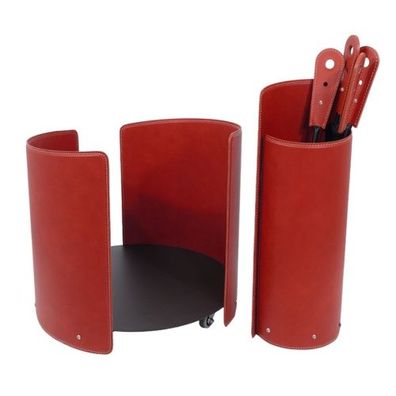 Alycad Designer Kaminbesteckset und Holzkorb Rot