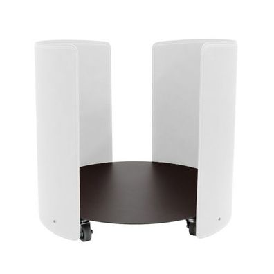 Aleya Designer Holzkorb Weiß aus Stahl und Leder mit Rollen