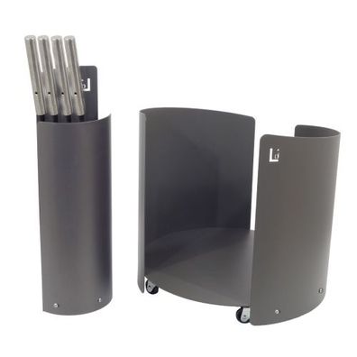 Arcad Designer Kaminbesteckset und Holzkorb Anthrazit