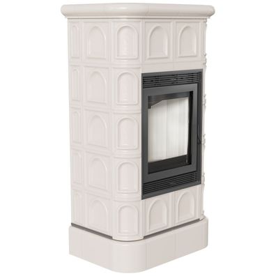 Kamineinsatz aus Stahl KRATKI BLANKA 8 kW Ø 160 creme Kachel