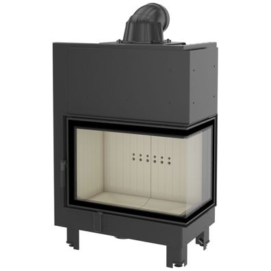 Kamineinsatz aus Stahl KRATKI MBA rechts 17 kW Ø 200 gebogenes Glas