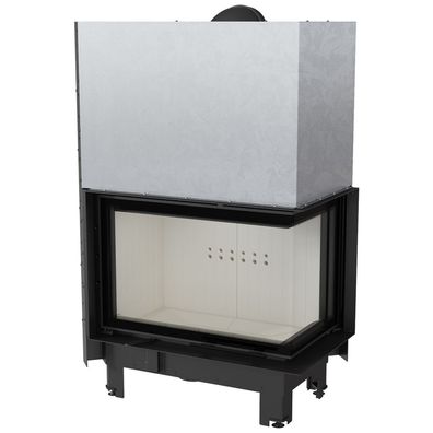 Kamineinsatz aus Stahl KRATKI MBA rechts 17 kW Ø 200 mit Schiebetür gebogenes Glas