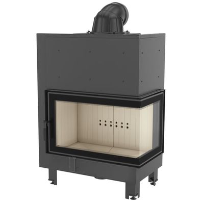 Kamineinsatz aus Stahl KRATKI MBO rechts 15 kW Ø 200 gebogenes Glas