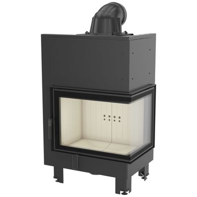 Kamineinsatz aus Stahl KRATKI MBZ rechts 13 kW Ø 200 gebogenes Glas