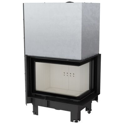 Kamineinsatz aus Stahl KRATKI MBZ rechts 13 kW Ø 200 mit Schiebetür gebogenes Glas