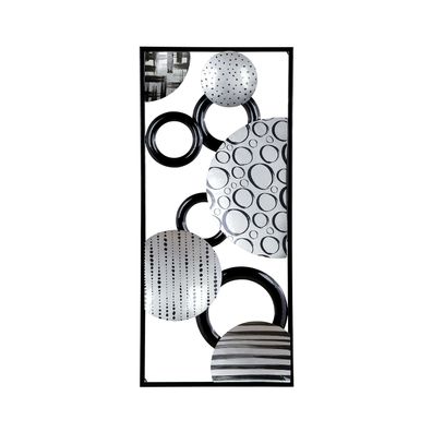 Gilde Wandrelief, rechteckig, "Bubbles", gepunktet, gestreift, Metall, schwarz,