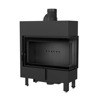 Kamineinsatz aus Stahl KRATKI LUCY SLIM rechts 10 kW Ø 160 schwarz Verkleidung