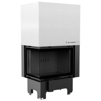 Kamineinsatz KRATKI VNL 700/480 12 kW Ø 200 mit Schiebetür schwarz Verkleidung