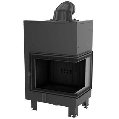Kamineinsatz aus Stahl KRATKI MBZ rechts 13 kW Ø 200 gebogenes Glas schwarz Verkleid