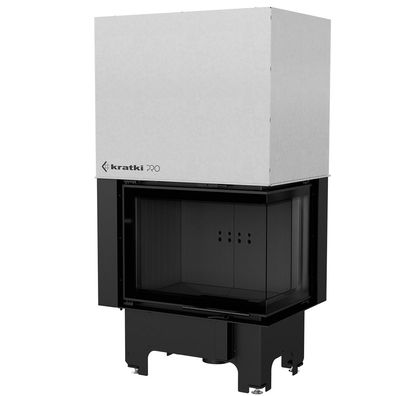 Kamineinsatz KRATKI VNP 700/480 12 kW Ø 200 mit Schiebetür schwarz Verkleidung