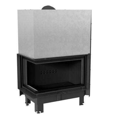 Kamineinsatz KRATKI MBO links 15 kW Ø 200 mit Schiebetür gebogenes Glas schwarz Verk