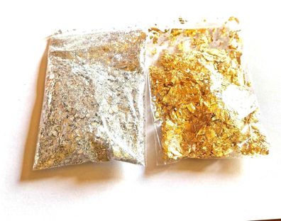 Imitiertes Schlagmetall/2 Gramm Goldflocken oder 2 Gramm Silberflocken(BG16092514)