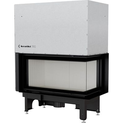 Kamineinsatz aus Stahl KRATKI NADIA rechts 14 kW Ø 200 mit Schiebetür mit Türfeder