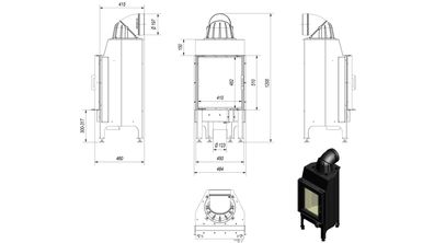 Kamineinsatz aus Stahl KRATKI NADIA 7 kW Ø 200 mit Türfeder