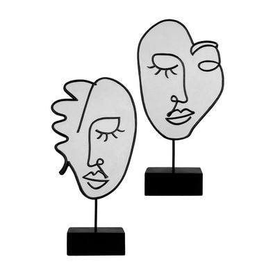 Casablanca Skulptur, "Visione", Gesichtsmotiv, Kunstharz, weiß, , 2 Stück wie