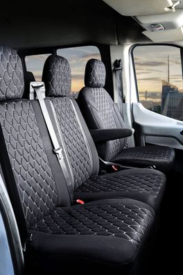 Sitzbezüge 1 + 2 passend für Mercedes Vito Viano V-Klasse ab Bj. 2003 in Schwarz/Wei