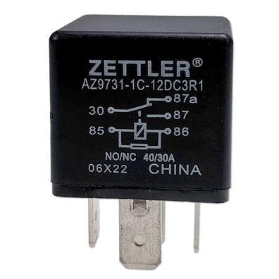 Relais Mini | 5-polig | Wechsler (CO) | 12V | 40/30A | mit Widerstand