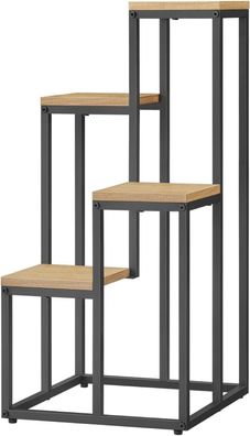 4mybaby 4-stöckiges rustikales Pflanzenregal mit Metallrahmen - Indoor & Outdoor