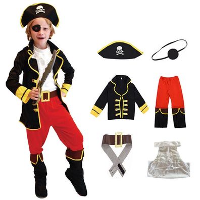 Fasching Kinder Piratenkostum Karneval Jungen Caribbean Pirat Cosplay Kostum Neu
