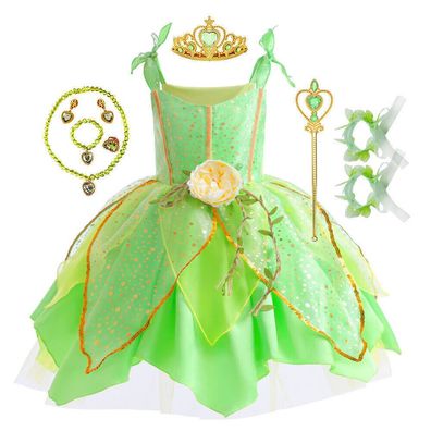 Kinder Madchen Tinkerbell Prinzessin Kleid Elf Cosplay Kostum Party Outfits Grun