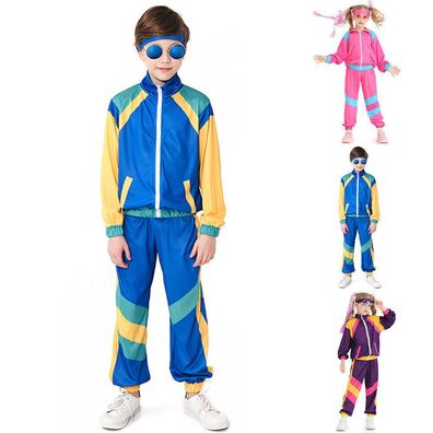 Kinder Jungen Madchen 80er Jahre Sport Disco Trainingsanzug Jogginganzug Outfits