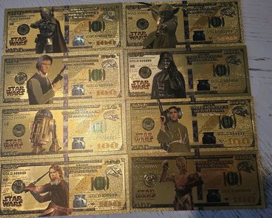 8 Stück Goldfolie Banknoten Star Wars Super Geschenkidee (SW16092511)