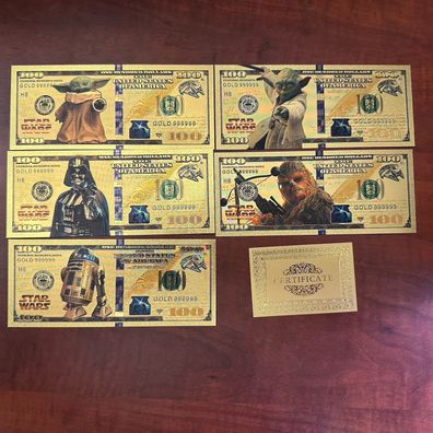 5er Set von Star Wars vergoldete Banknoten (SW16/0925/04)