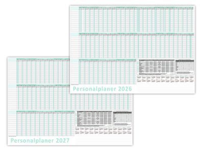 Urlaubsplaner/Personalplaner 2026 + 2027 nass abwischbar mit Folienkaschierung - DIN