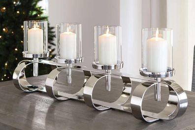 Fink GORDEN, Stumpenkerzenleuchter, 4-flammig, vernickelt, silberfarben, L. 106