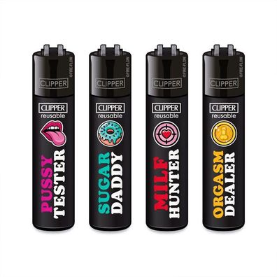 Clipper Reibradfeuerzeuge FFX Adult Slogan #2 - 4 Stück
