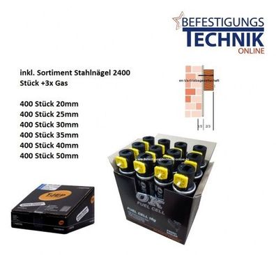 2.400 Stahlnägel Stahlbrads + 3 Gas für Fußleistennagler Tjep ST-15/50 Gas