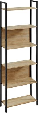 Best For Home OSKAR Bücherregal , 6 Ablagen , Sonoma/Schwarz , 40x30x187,5