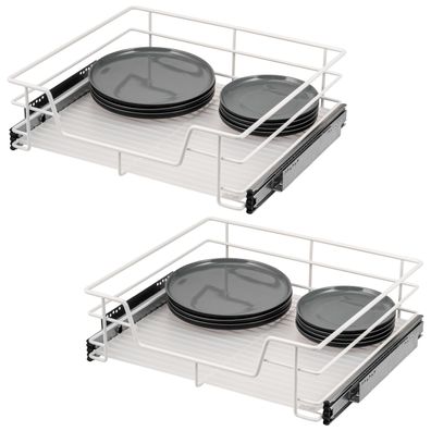 bremermann Teleskopschubladen 2er Set - für 60 cm Schrank, aus Metall (Weiß)