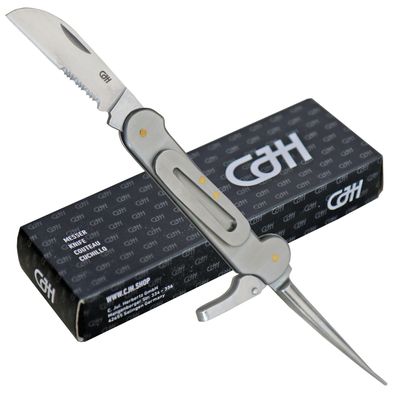 CJH Seglermesser Taschenmesser mit Teilsägezahnung Marlspieker Schäkelöffner