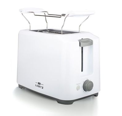 LENTZ 2-Scheiben Toaster 700 Watt Toastautomat mit Brötchenaufsatz Weiß 74218