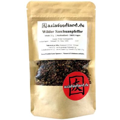 Asiafoodland - Wilder Szechuanpfeffer - Ganze Pfefferkörner - 50g