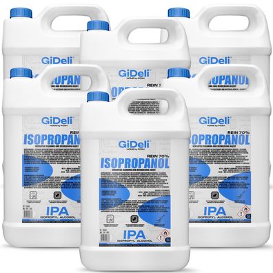 GiDeli Isopropanol 70% 5 x 6L Liter Reiniger Hochprozentiger Isopropylalkohol IPA