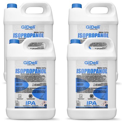 GiDeli Isopropanol 70% 4 x 5L Liter Reiniger Hochprozentiger Isopropylalkohol IPA