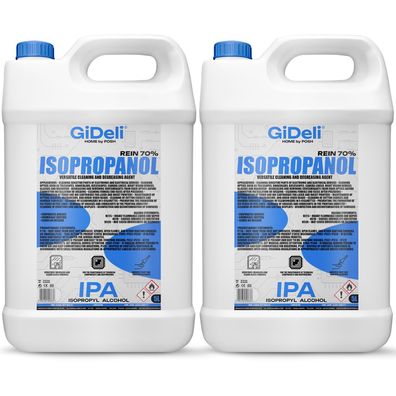 GiDeli Isopropanol 70% 2 x 5L Liter Reiniger Hochprozentiger Isopropylalkohol IPA