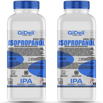 GiDeli Isopropanol 70% 2 x 1 Liter Reiniger Hochprozentiger Isopropylalkohol IPA