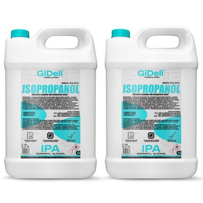GiDeli Isopropanol 99,9% 10 Liter Reiniger Hochprozentiger Isopropylalkohol IPA