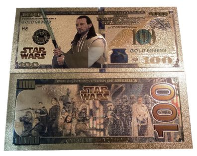Sammelschein Goldfolie Banknote Star Wars - Qui-Gan Jinn - (SW16092515)