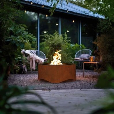 Corten Round 700 Feuerschale Gartenkamin