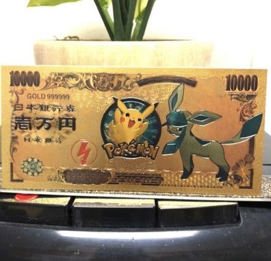 Vergoldete Pokemon Karte im Banknoten Design -Eevee Glaceon - (P1609251)