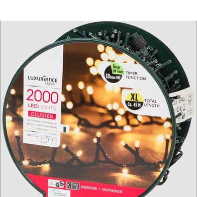 Luxuriöse Weihnachtsbeleuchtung Weichnachtlichter 2000 LED lichterkette 45 Meter IP44