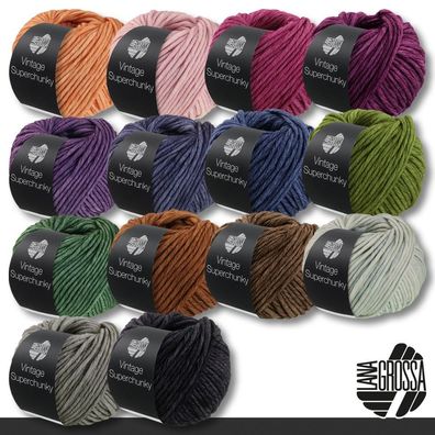 Lana Grossa 100 g Vintage Superchunky Merino Wolle Stricken Häkeln 14 Farben