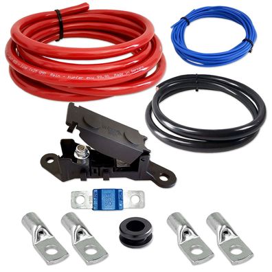 Kabelset | Vollkupfer | 25mm² | 5 + 5 + 1 Meter | Sicherung & Verbinder