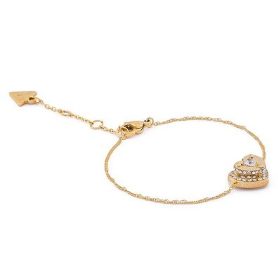 Guess Schmuck Damen-Armband Herz Pave Goldfarben S JUBB05550JWYGS
